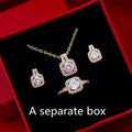 Fashion Jewelry Set - Zircon Gem Necklace Earring Ring