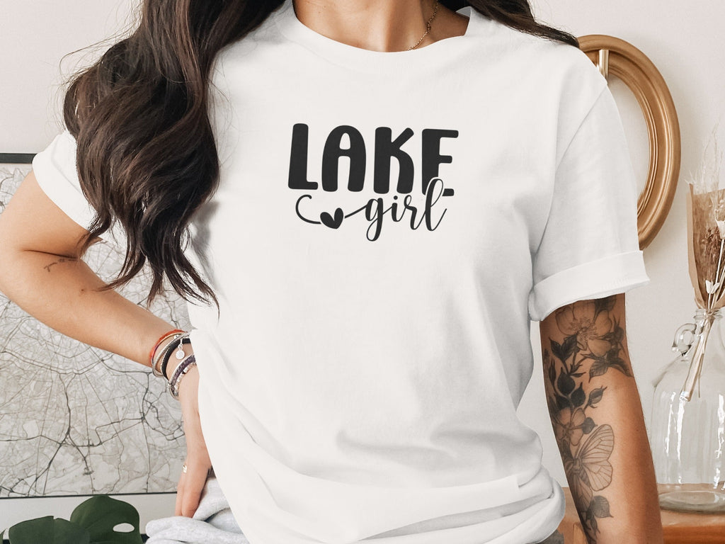 Lake Heart Girl Graphic Summer Vacation Outfit T-Shirt