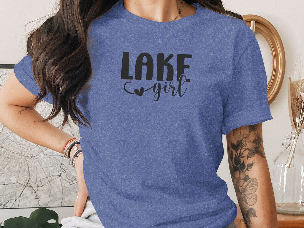 Lake Heart Girl Graphic Summer Vacation Outfit T-Shirt