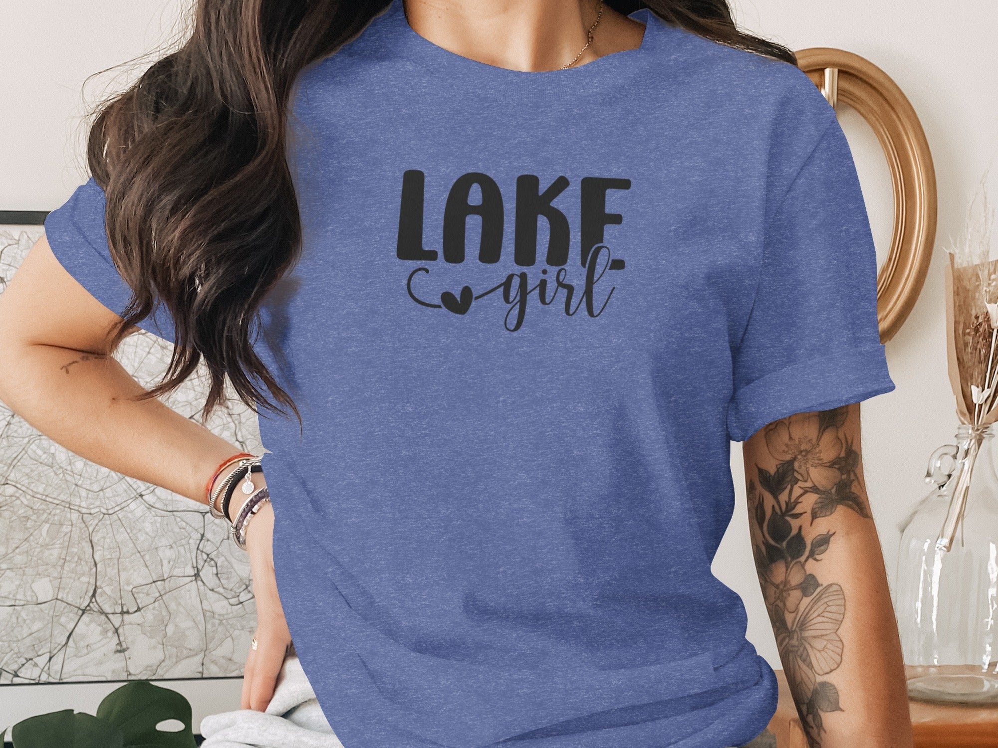 Lake Heart Girl Graphic Summer Vacation Outfit T-Shirt