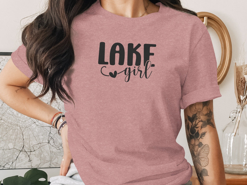 Lake Heart Girl Graphic Summer Vacation Outfit T-Shirt